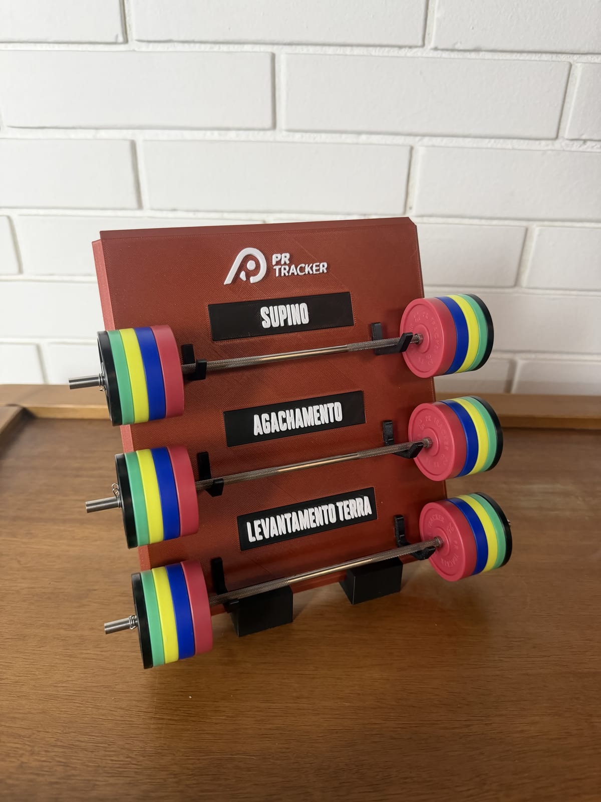 PR Tracker Board 3 exercícios — placa com Supino, Agachamento e Levantamento Terra
